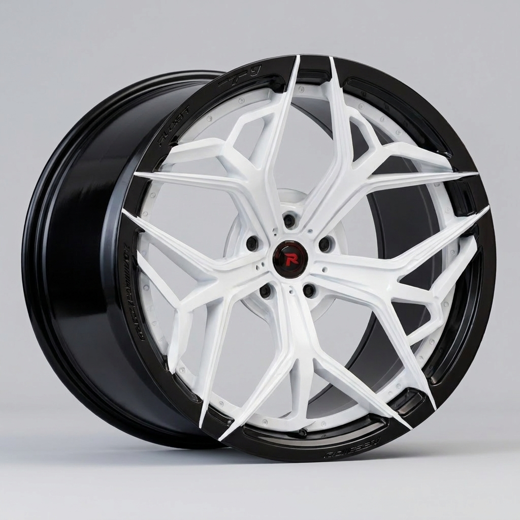 RZR XIII forged wheel — Gloss White / Gloss Black Lip