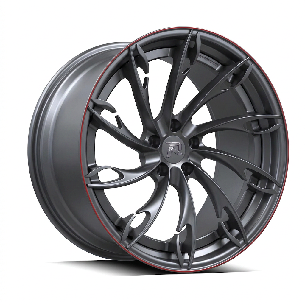 RZR CV forged wheel — Gunmetal / Red Pinstripe