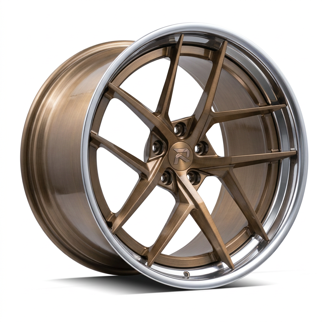 RZR CVII forged wheel — Brushed Bronze / Polished Lip