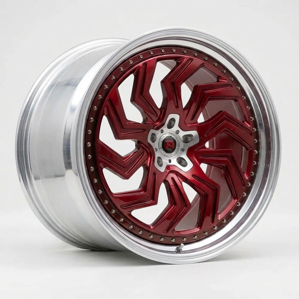 RZR XXXIX forged wheel — Candy Red / Polished Lip