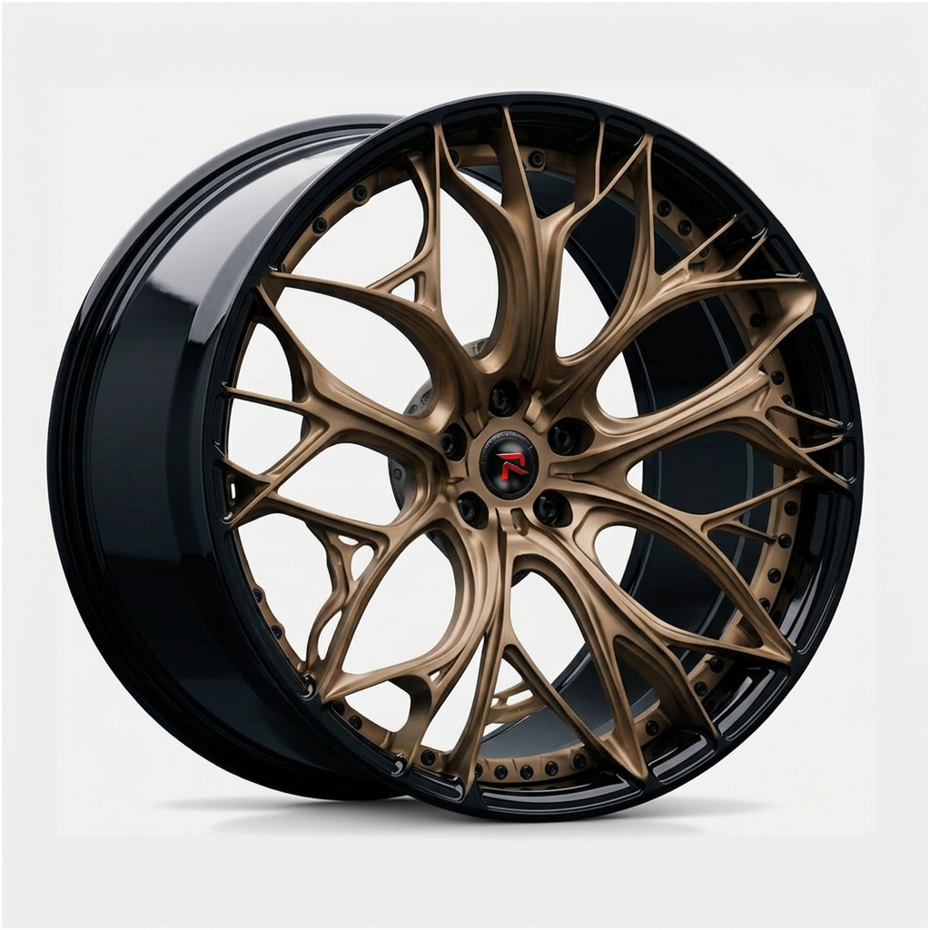 RZR XXI forged wheel — Satin Bronze / Gloss Black Lip