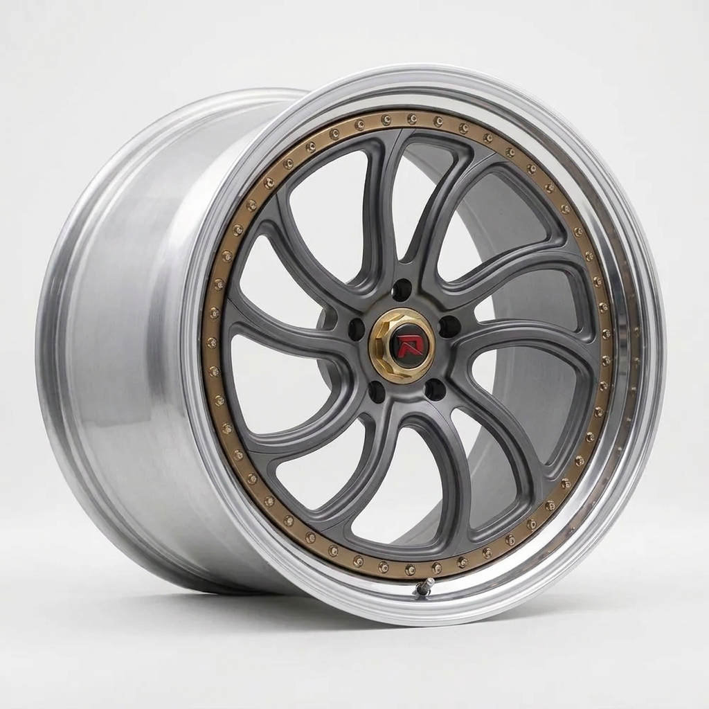RZR XXXV forged wheel — Frozen Grey Matte / Polished Lip