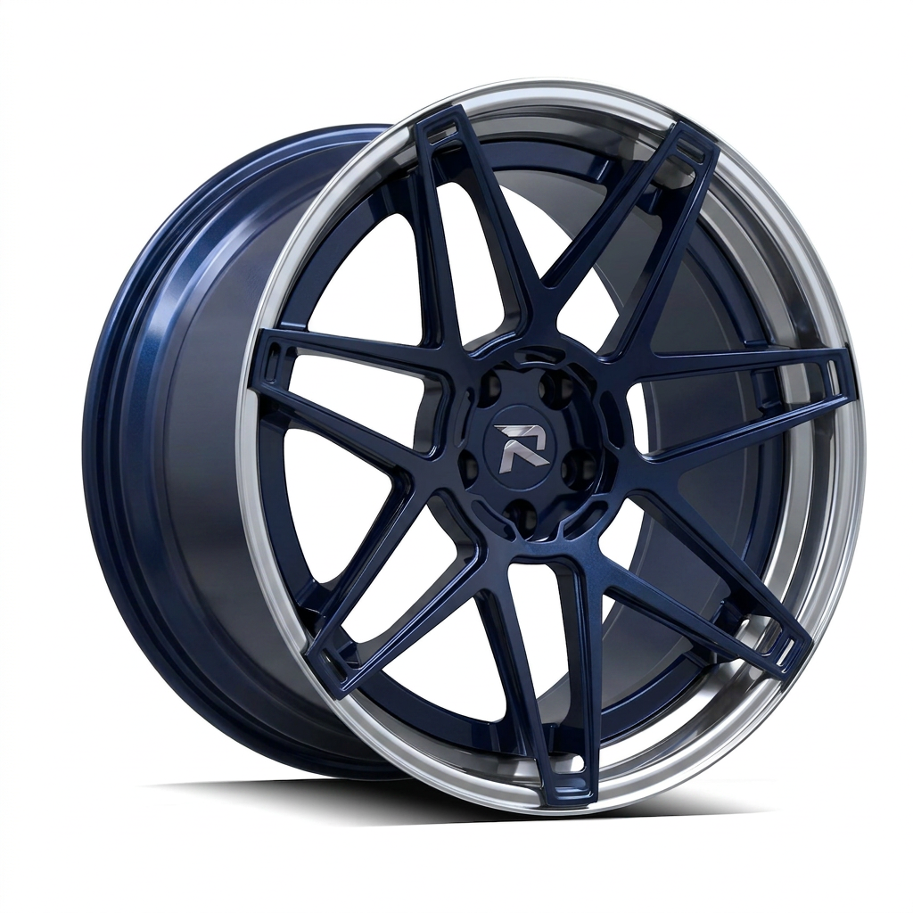 RZR XCVIII forged wheel — Midnight Blue Pearl / Polished Lip