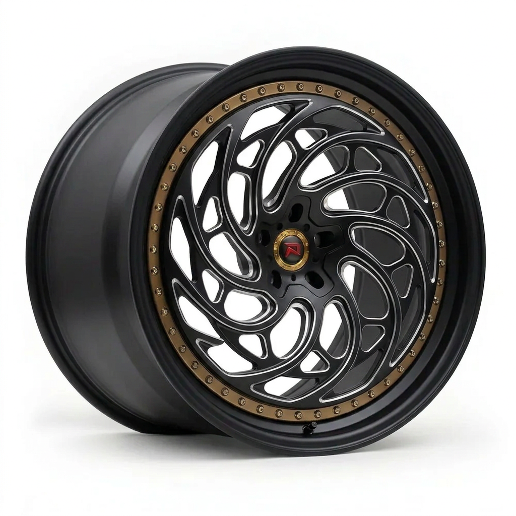 RZR XXVIII forged wheel — Matte Black / Milled Edges