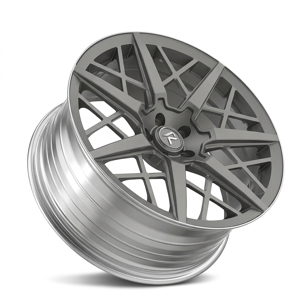 RZR LXXII forged wheel — Frozen Grey Matte / Polished Lip