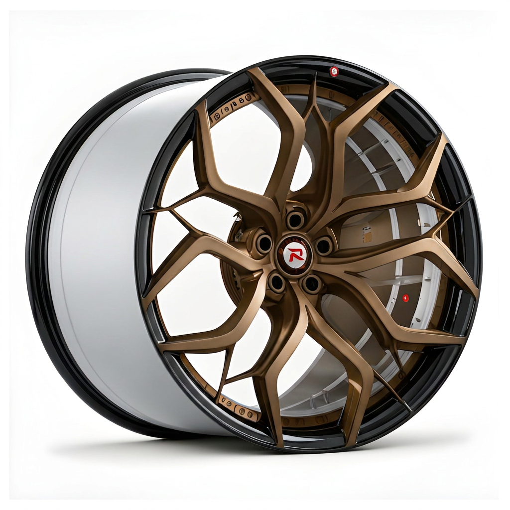 RZR XVIII forged wheel — Satin Bronze / Gloss Black Lip