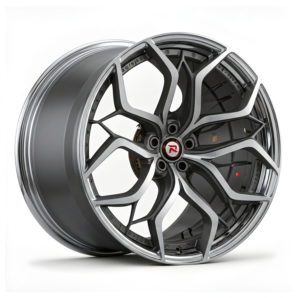 RZR XVIII forged wheel — Graphite Machined / Polished Lip