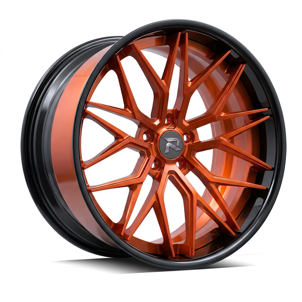 RZR XCV forged wheel — Candy Orange / Gloss Black Lip
