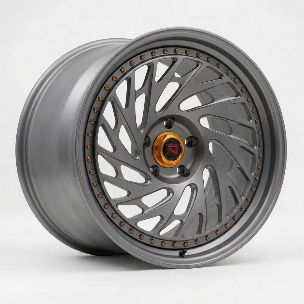 RZR LVI forged wheel — Matte Anthracite / Bronze Hardware