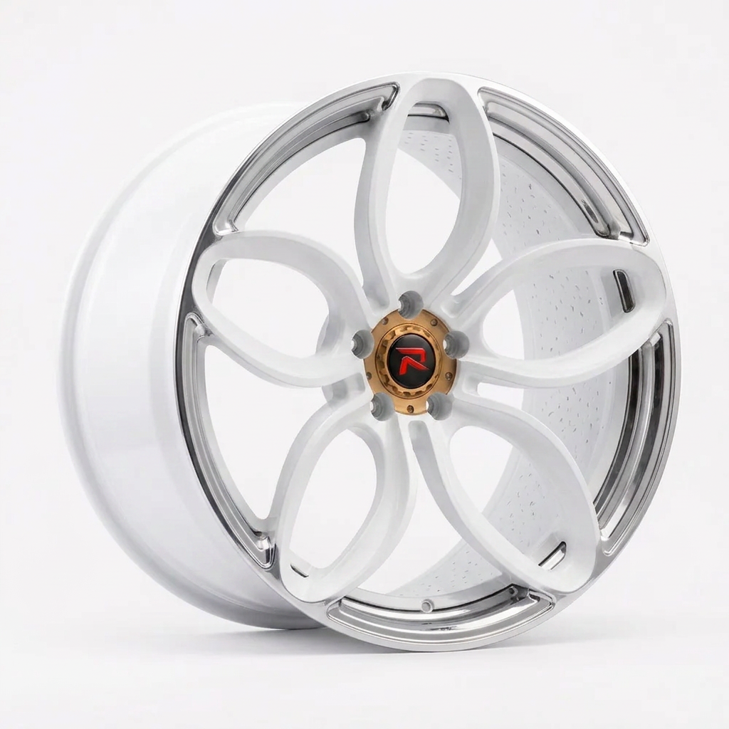 RZR XLVIII forged wheel — Gloss White / Polished Lip