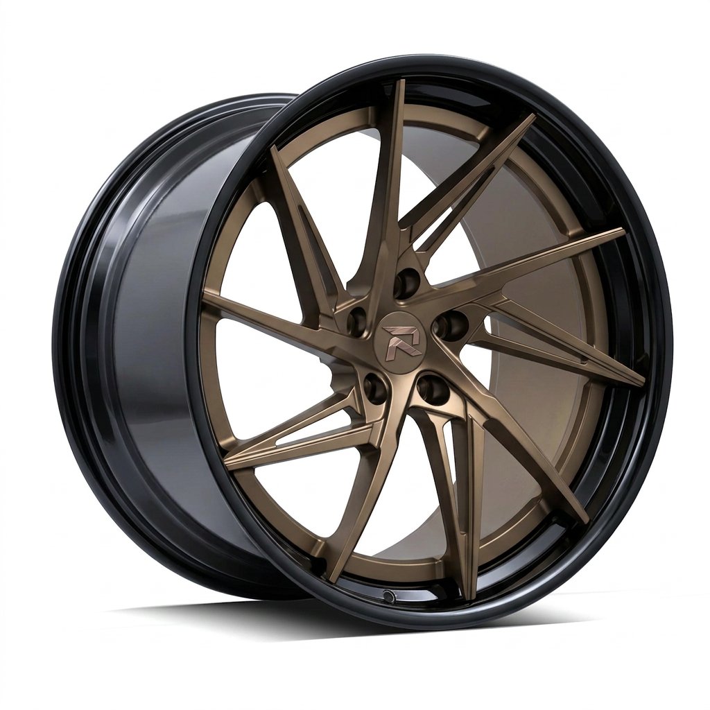 RZR XCIX forged wheel — Satin Bronze / Gloss Black Lip