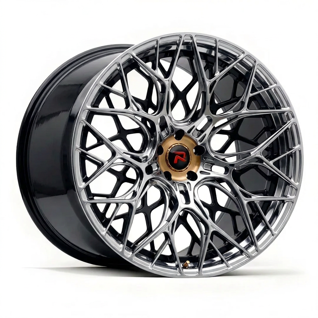 RZR LIII forged wheel — Liquid Silver Chrome / Black Accents
