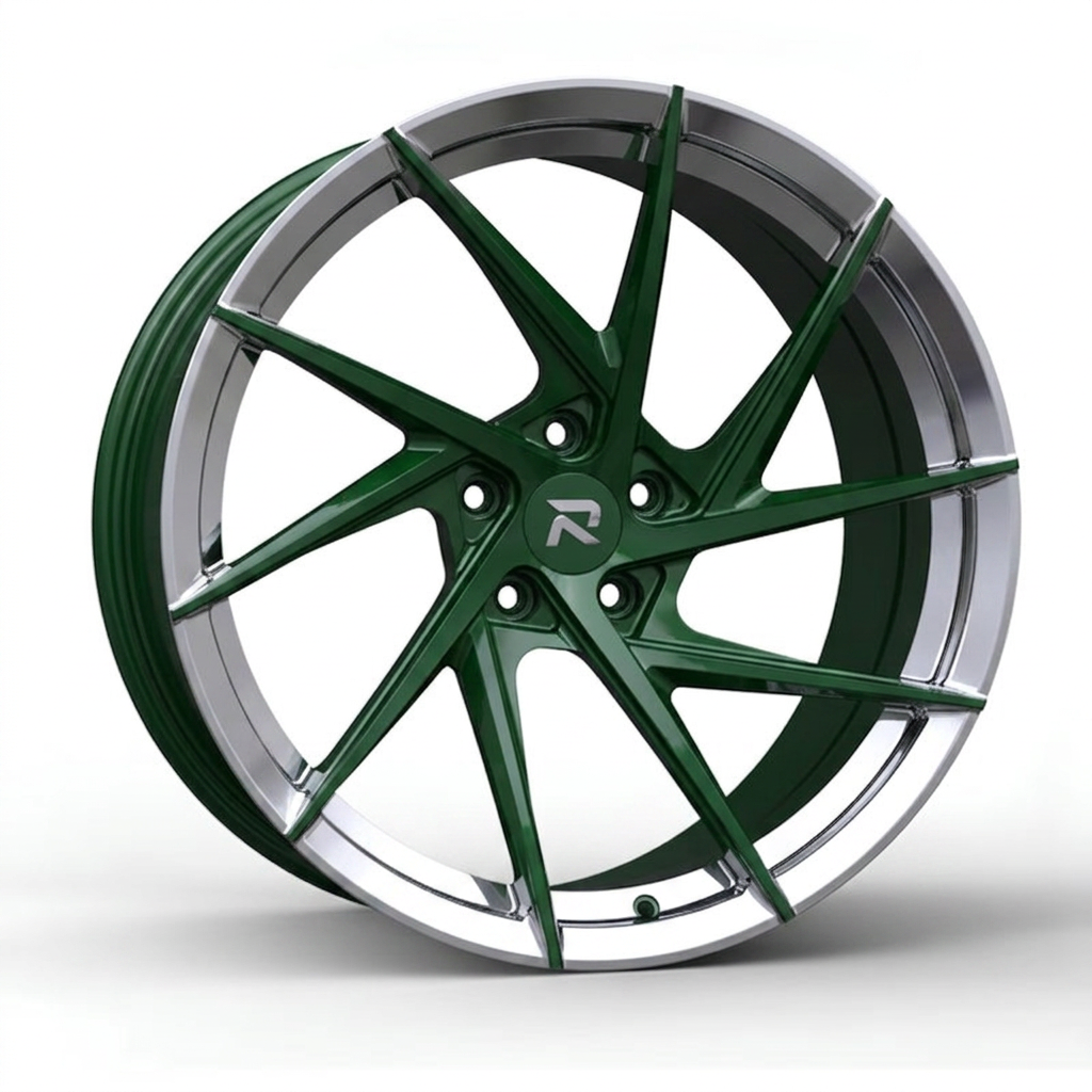RZR CXI forged wheel — British Racing Green / Polished Lip