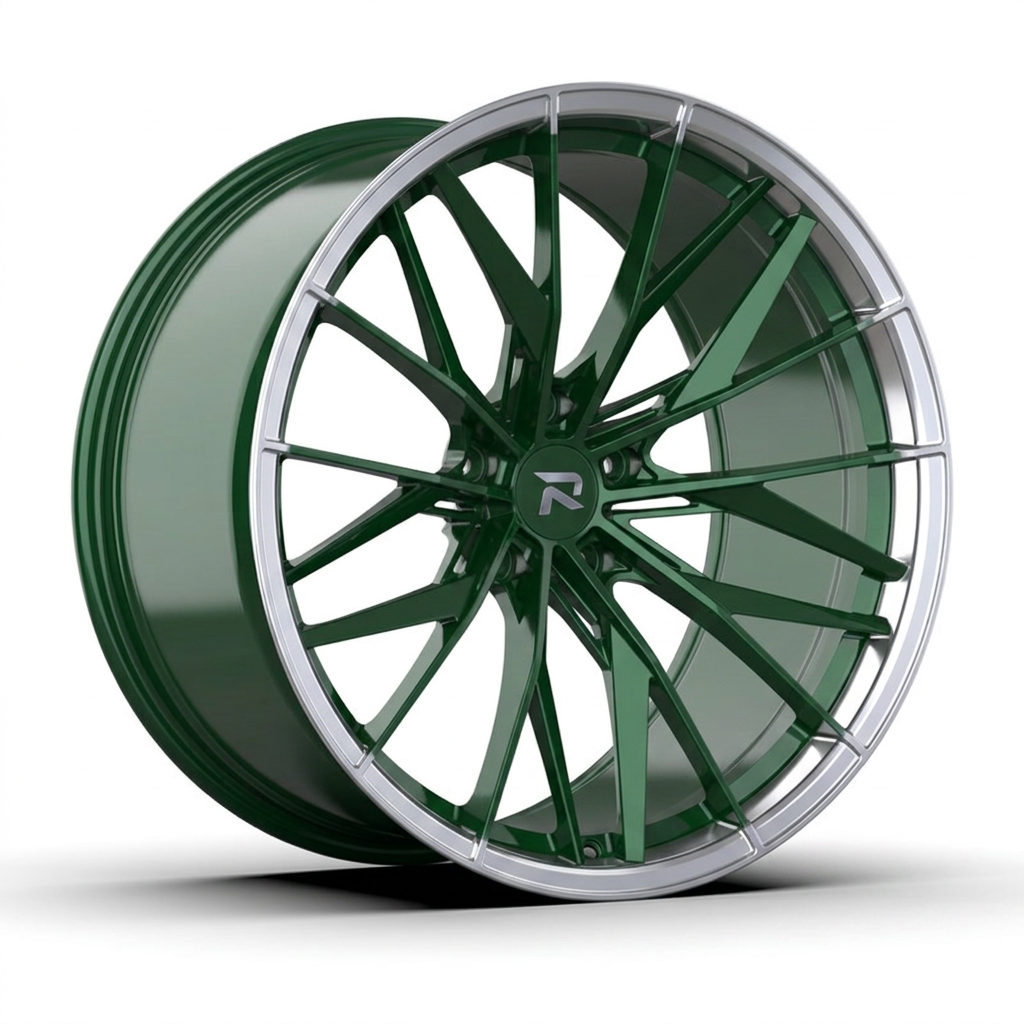 RZR CXXXVIII forged wheel — British Racing Green / Polished Lip