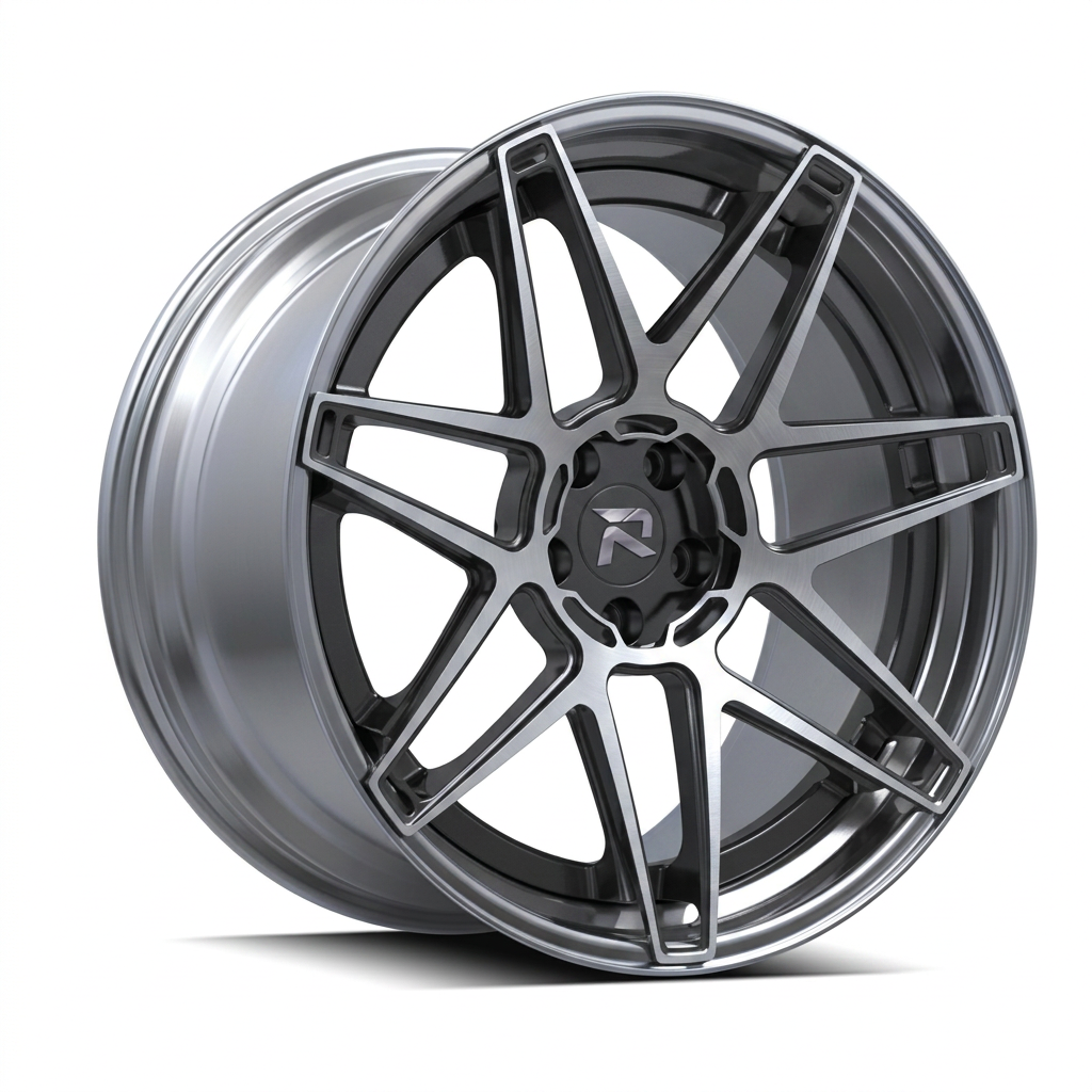 RZR XCVIII forged wheel — Graphite Machined / Polished Lip