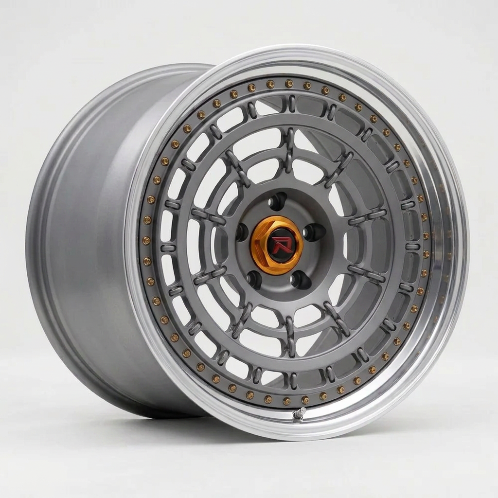 RZR XLII forged wheel — Frozen Grey Matte / Polished Lip