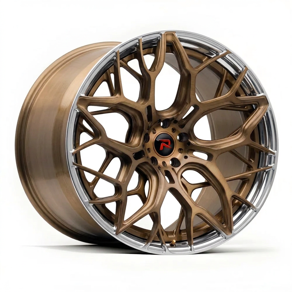 RZR XLIII forged wheel — Brushed Bronze / Polished Lip