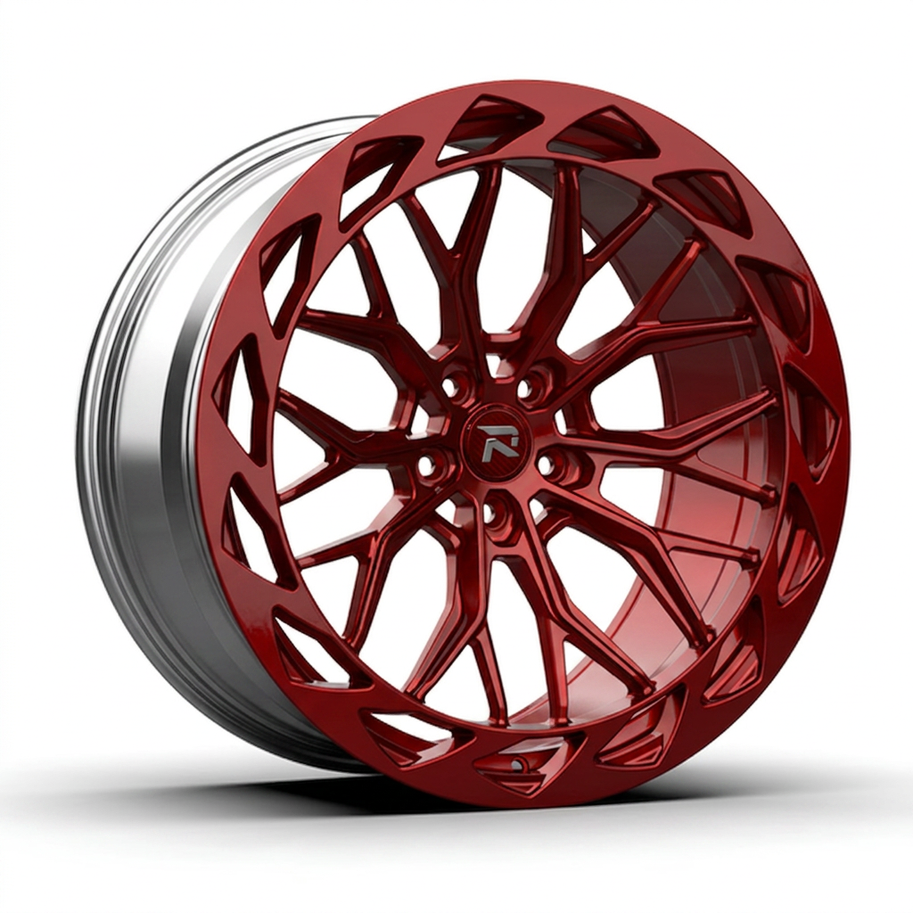 RZR CXXIII forged wheel — Candy Red / Polished Lip