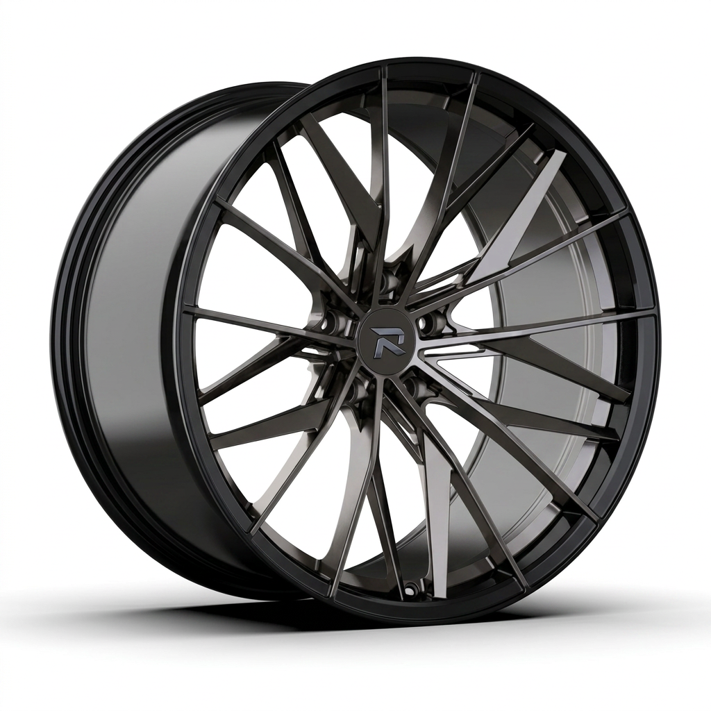 RZR CXXXVIII forged wheel — Smoked Chrome / Gloss Black
