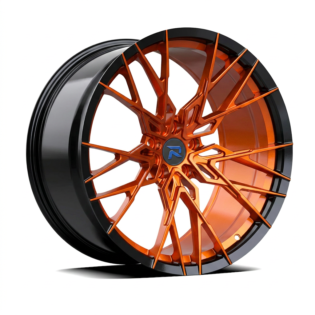 RZR CXLII forged wheel — Candy Orange / Gloss Black Lip