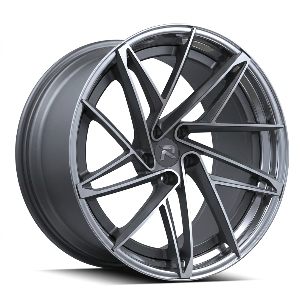 RZR CII forged wheel — Graphite Machined / Polished Lip