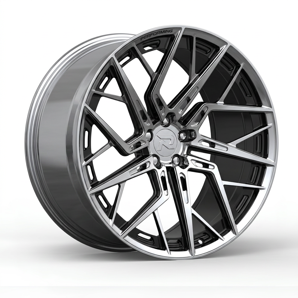 RZR CLIV forged wheel — Liquid Silver Chrome / Black Accents