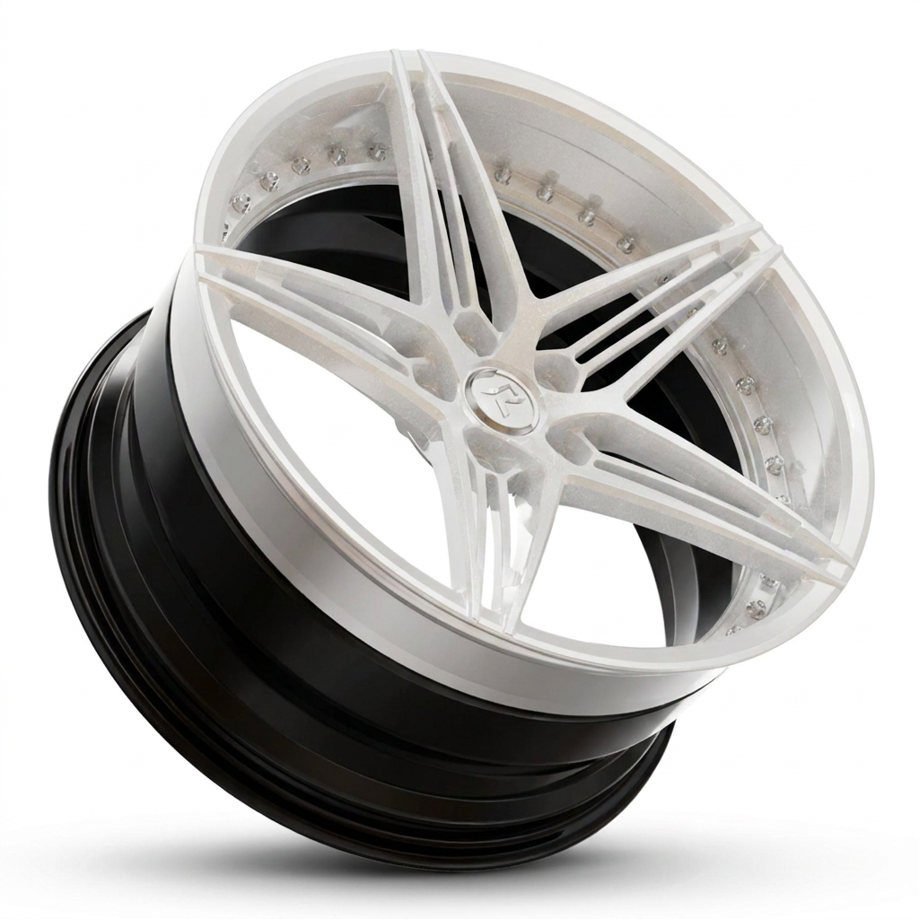 RZR VII custom forged wheel in Brushed Silver Face / Gloss Black Barrel