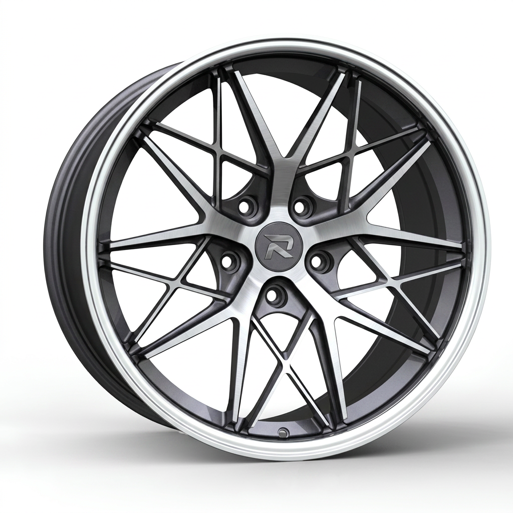 RZR CLXXIII forged wheel — Graphite Machined / Polished Lip