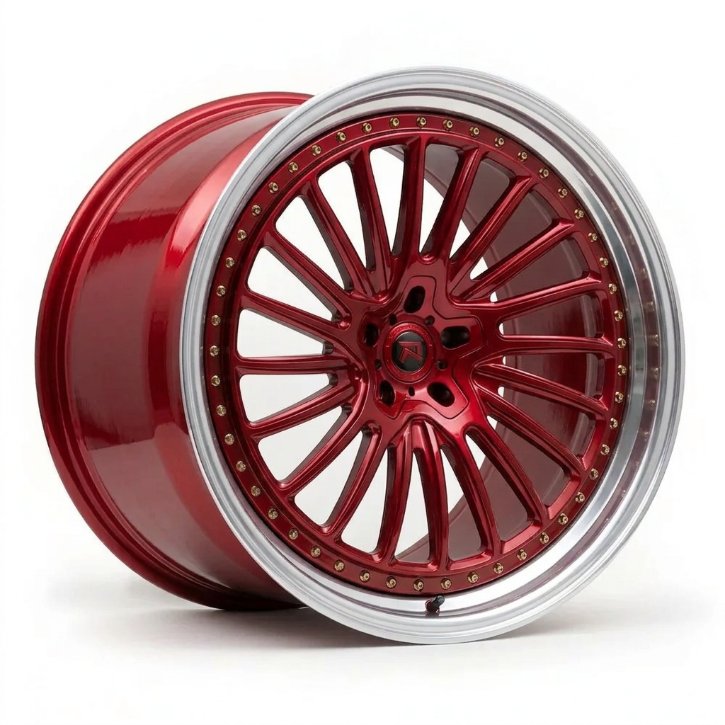 RZR XXV forged wheel — Candy Red / Polished Lip
