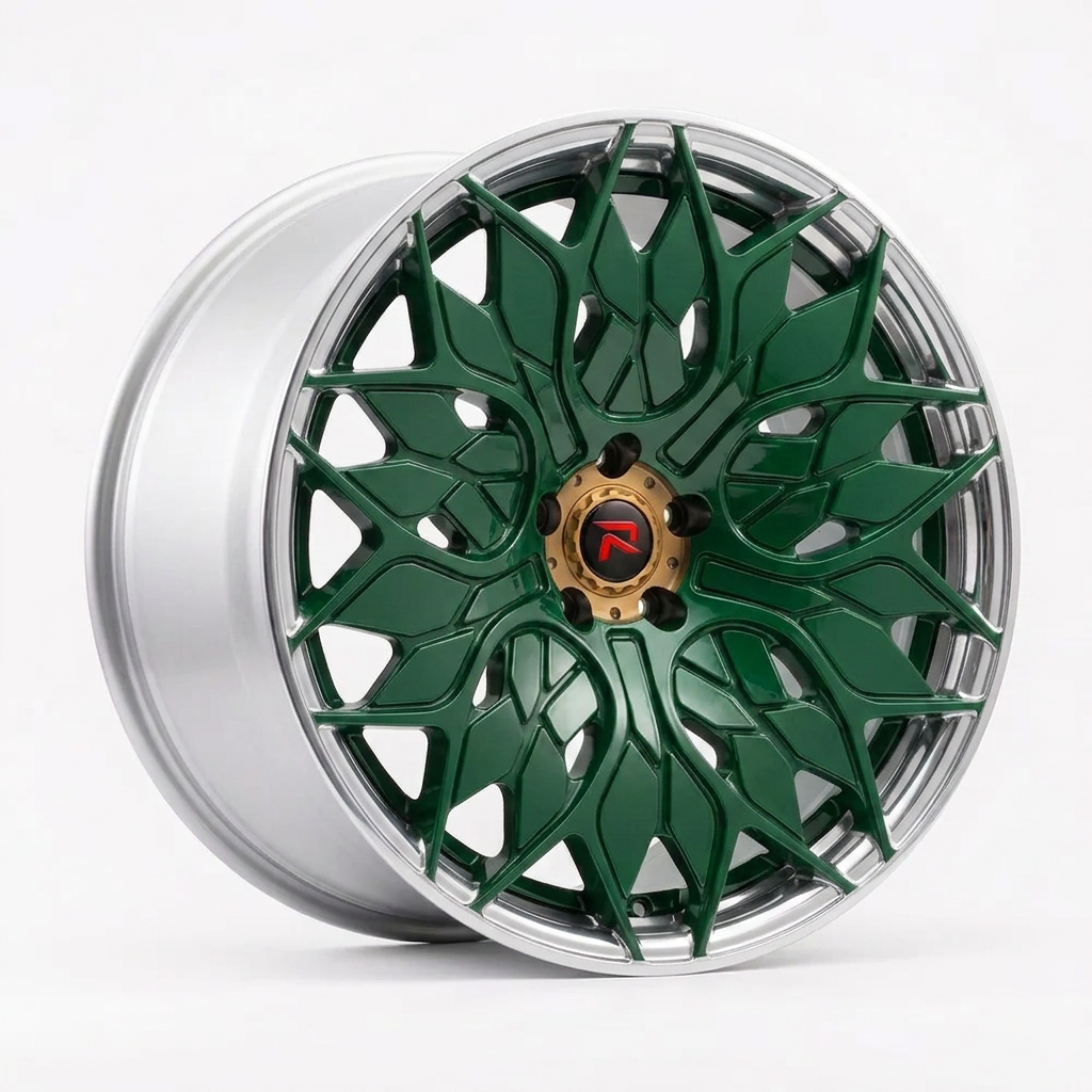 RZR L forged wheel — British Racing Green / Polished Lip