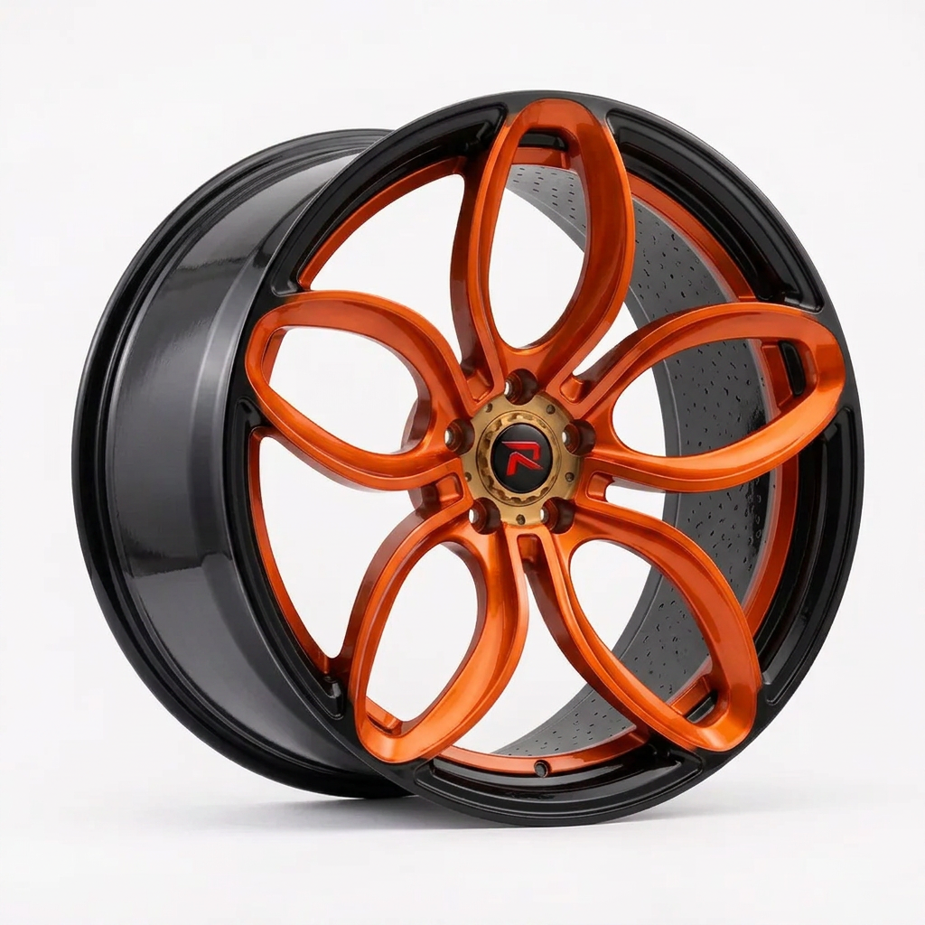 RZR XLVIII forged wheel — Candy Orange / Gloss Black Lip