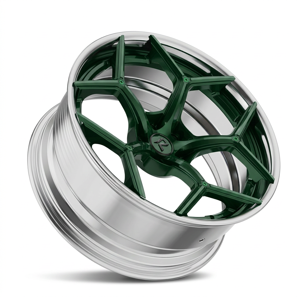 RZR LXI forged wheel — British Racing Green / Polished Lip