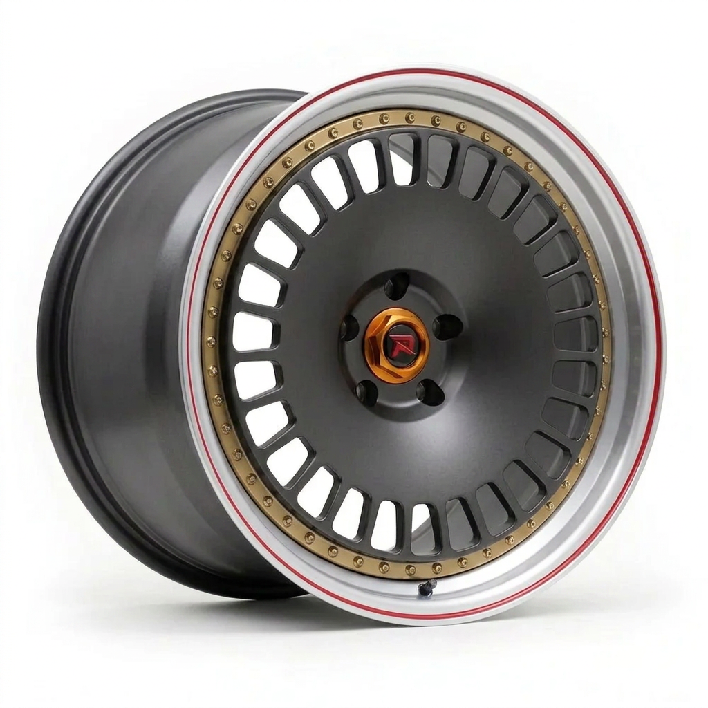 RZR XLI forged wheel — Gunmetal / Red Pinstripe