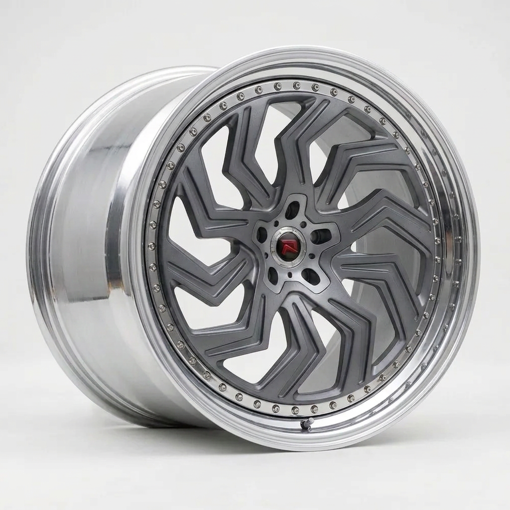 RZR XXXIX forged wheel — Frozen Grey Matte / Polished Lip