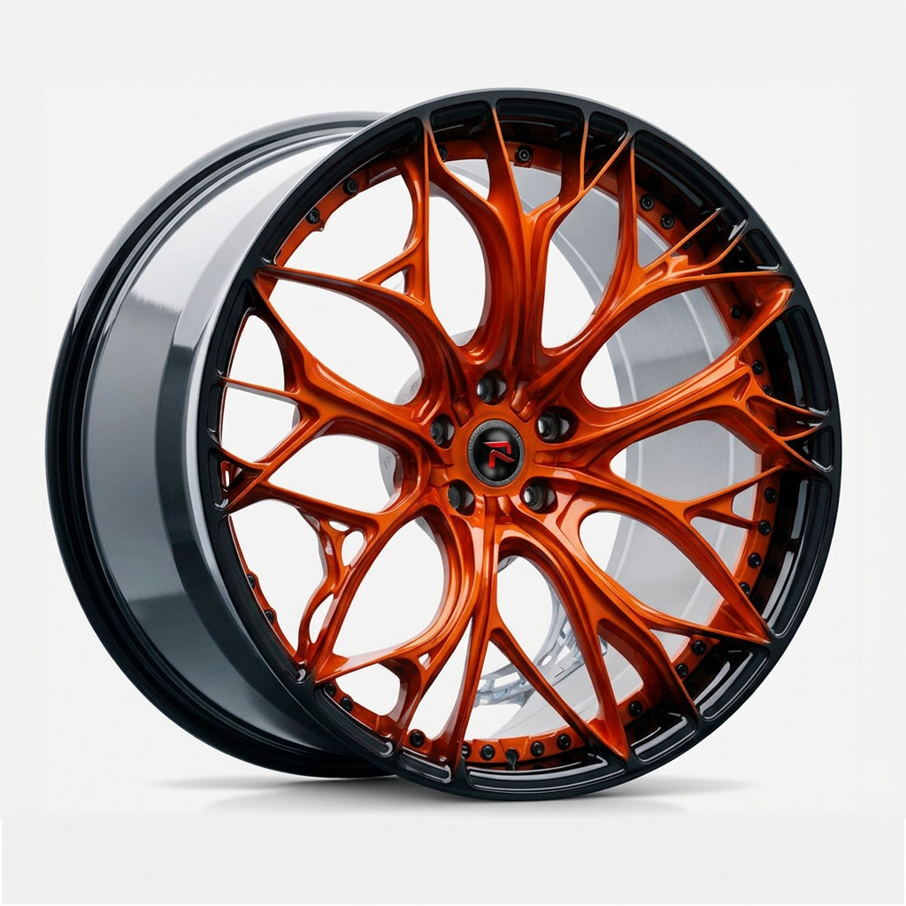 RZR XXI forged wheel — Candy Orange / Gloss Black Lip