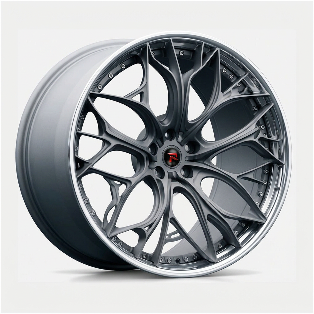 RZR XXI forged wheel — Frozen Grey Matte / Polished Lip