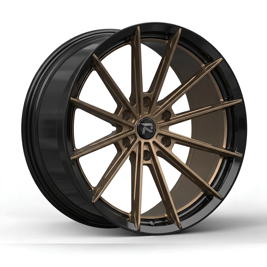 RZR CXX forged wheel — Satin Bronze / Gloss Black Lip