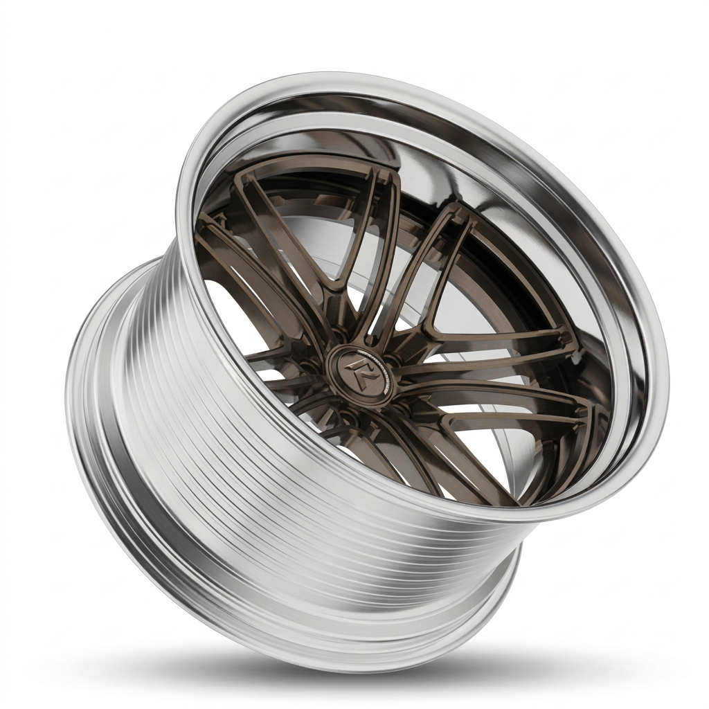 RZR LXVIII forged wheel — Brushed Bronze / Polished Lip