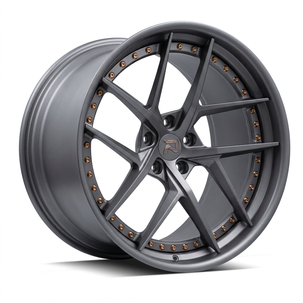 RZR CVII forged wheel — Matte Anthracite / Bronze Hardware