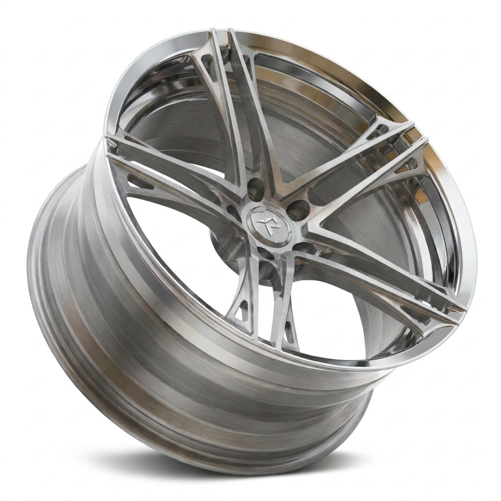RZR V forged wheel — Brushed Titanium / Polished Outer Lip