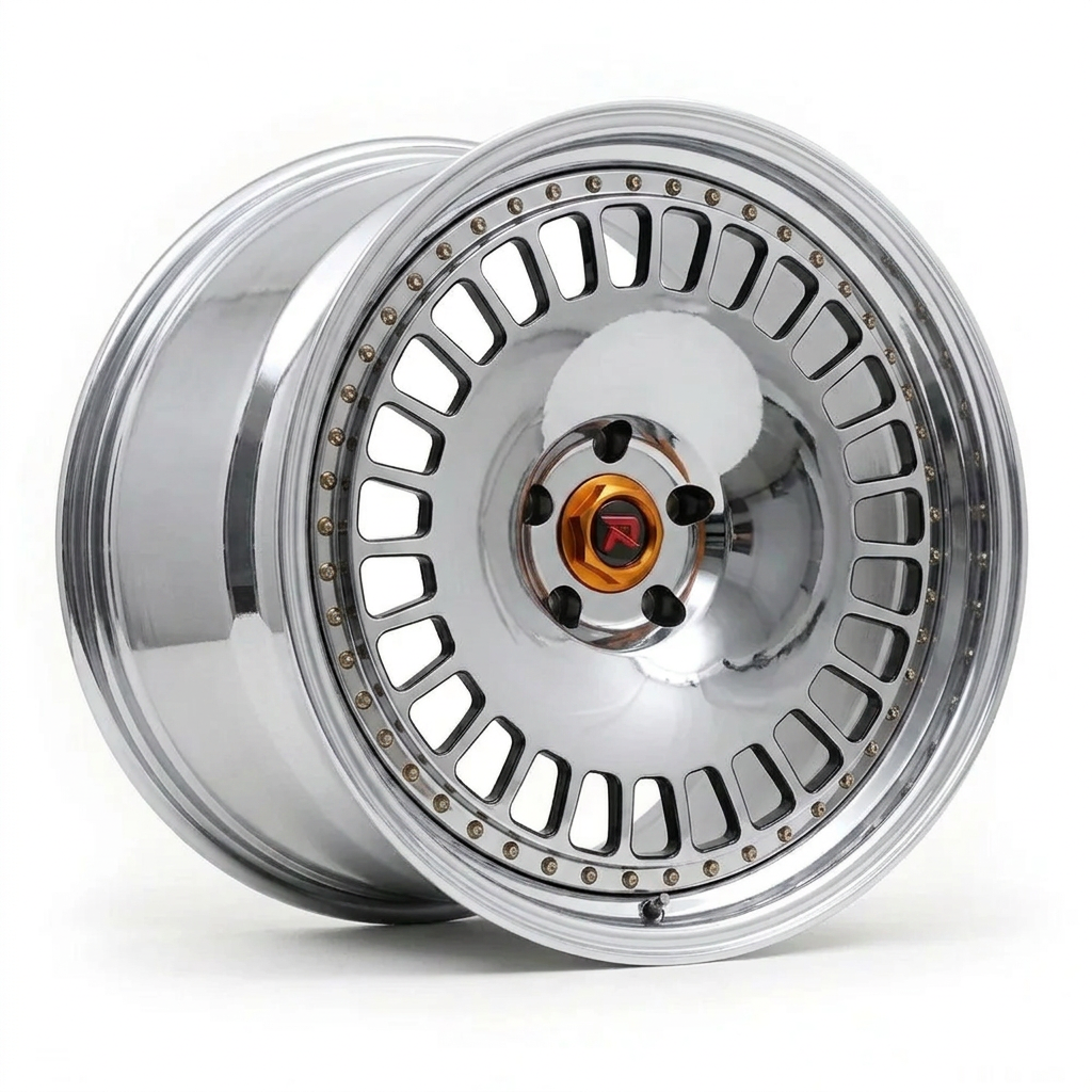 RZR XLI forged wheel — Liquid Silver Chrome / Black Accents