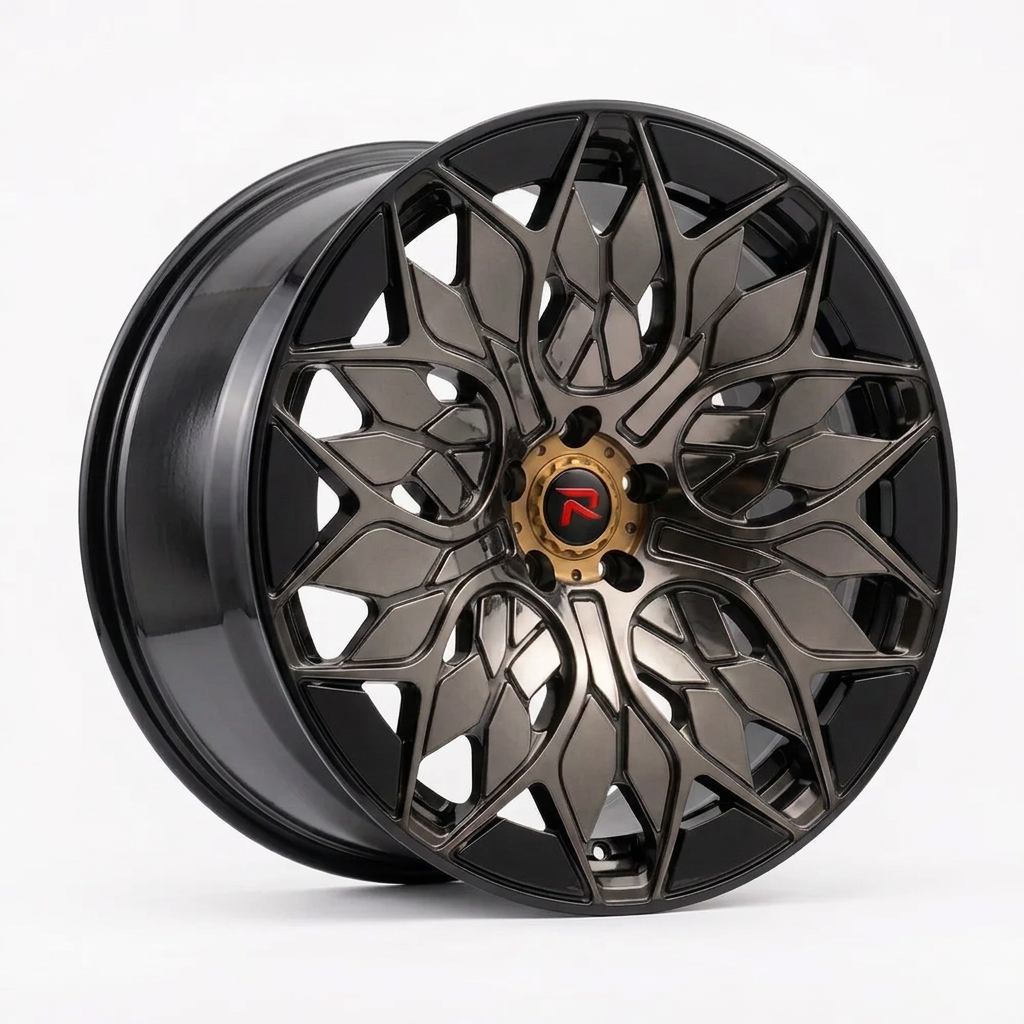 RZR L forged wheel — Smoked Chrome / Gloss Black