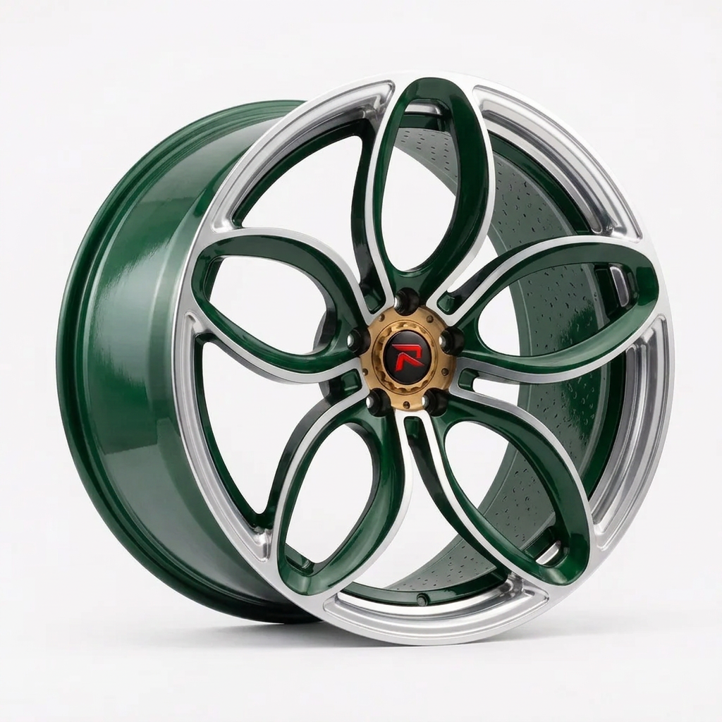 RZR XLVIII forged wheel — British Racing Green / Polished Lip