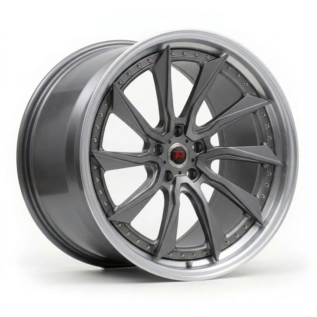 RZR LVIII forged wheel — Frozen Grey Matte / Polished Lip