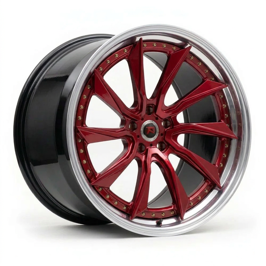 RZR LVIII forged wheel — Candy Red / Polished Lip