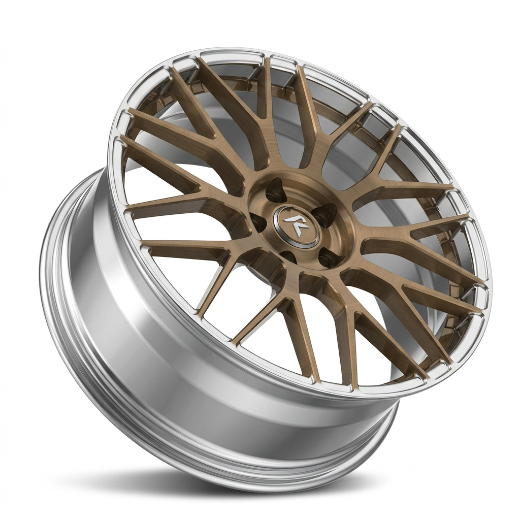 RZR LXXXIX forged wheel — Brushed Bronze / Polished Lip