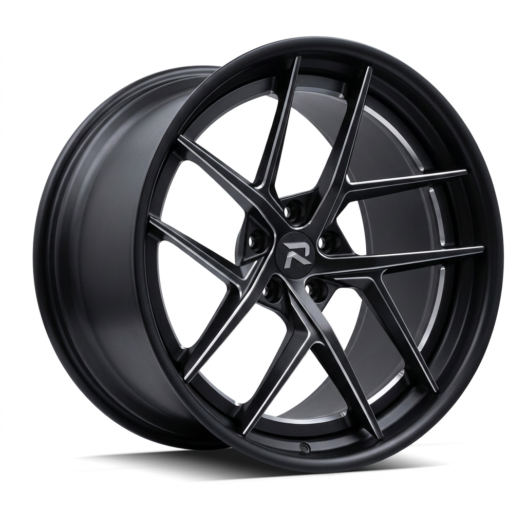 RZR CVII forged wheel — Matte Black / Milled Edges