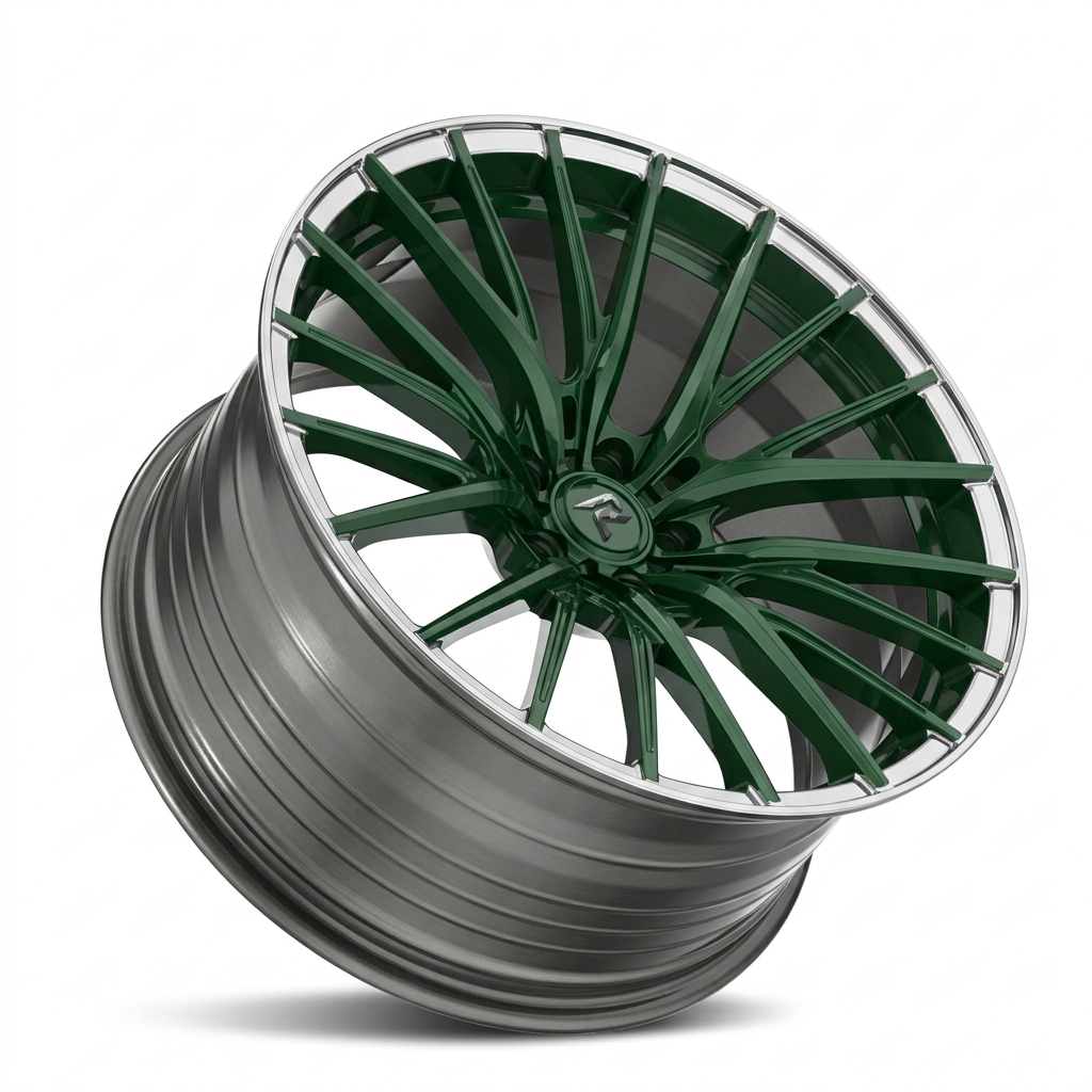 RZR LXXVI forged wheel — British Racing Green / Polished Lip