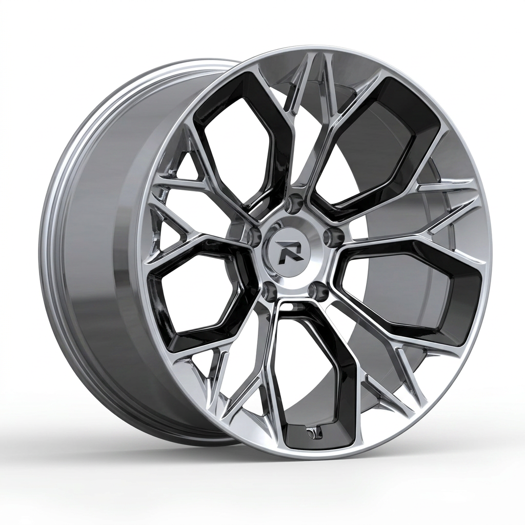 RZR CLIII forged wheel — Liquid Silver Chrome / Black Accents