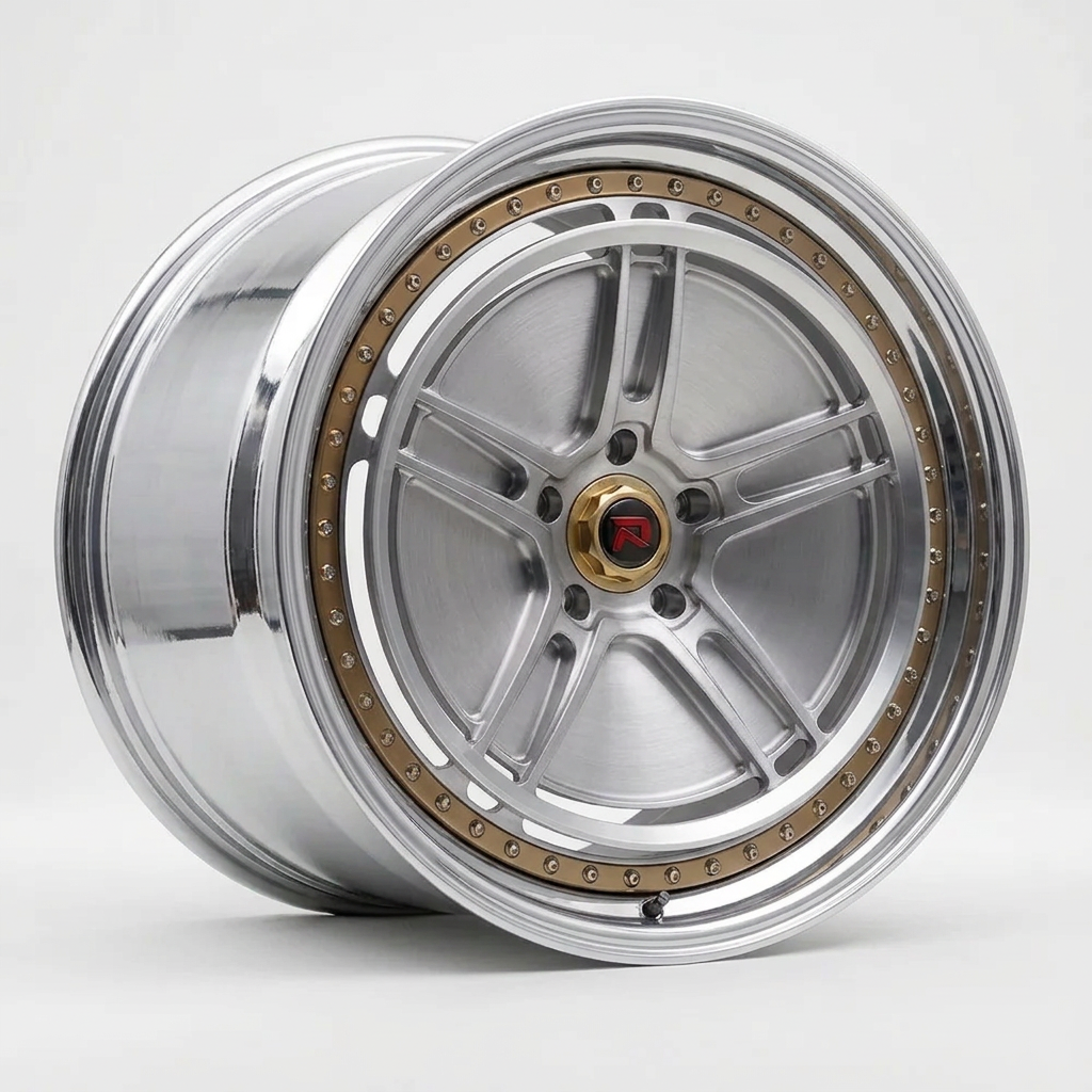 RZR XL forged wheel — Brushed Silver / Polished Lip